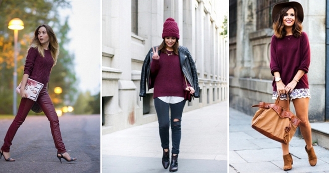 Бордовый свитер – с чем носить и как создавать модные образы?