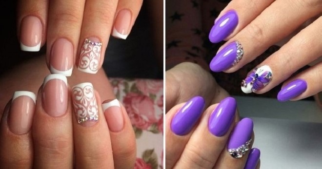 Manicure with rhinestones 2018 - trendy nail design for any occasion