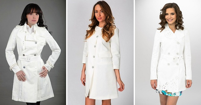 Белый плащ – модный предмет верхней одежды для любой погоды