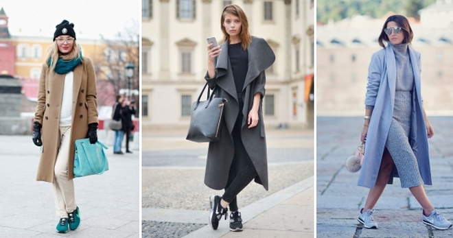 Пальто с кроссовками – как правильно сочетать и создавать модные образы?