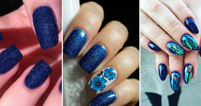 Dark blue manicure - ideas for nails of any length
