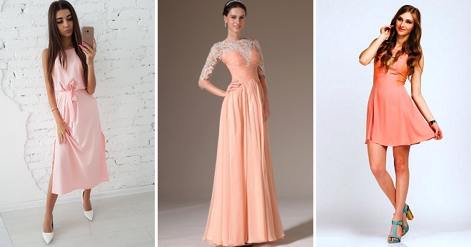 Персиковое платье – 32 фото самых модных моделей на все случаи жизни