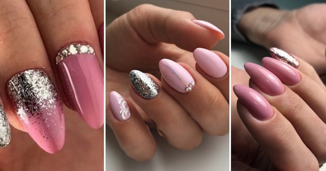 Pink manicure with silver - a selection of the most fashionable ideas for all occasions