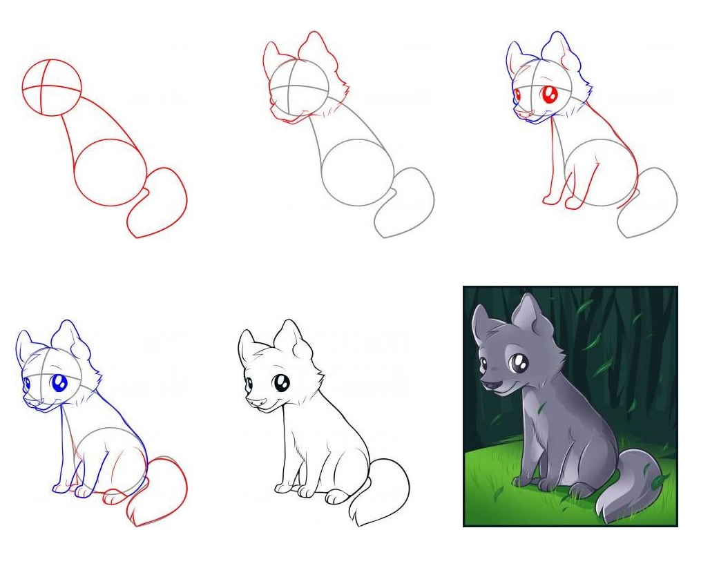 Уроки рисования для начинающих с нуля взрослых. Пошаговое рисование. Поэтапное рисование волка. Поэтапное рисование волка для детей. Рисунки карандашом лёгкие для начинающих.