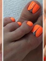 Оранжевый педикюр - 42 фото-идей красивых ярких ногтей