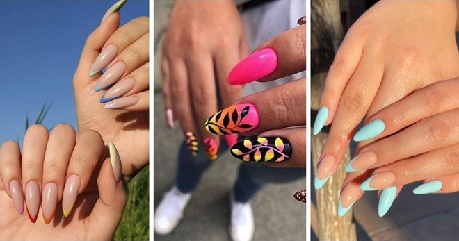 Summer manicure on almond shape - trendy designs for short and long nails
