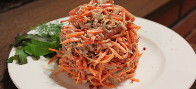 баварский салат с говядиной корейской морковкой