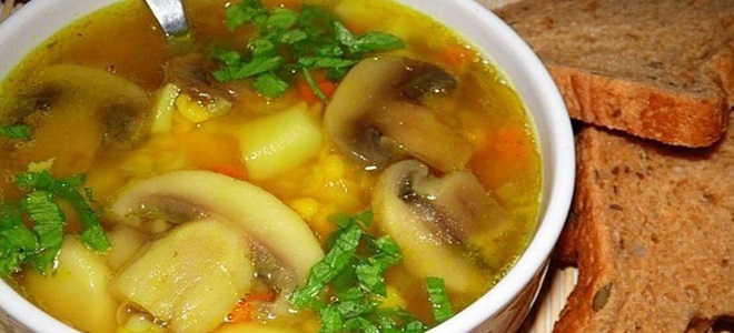 гороховый суп с грибами