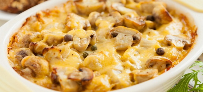 картошка с грибами и сыром в духовке