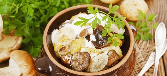 Горшочки в духовке с грибами и картошкой в духовке рецепт с фото