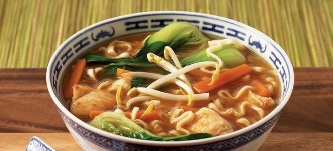китайский суп с лапшой и курицей