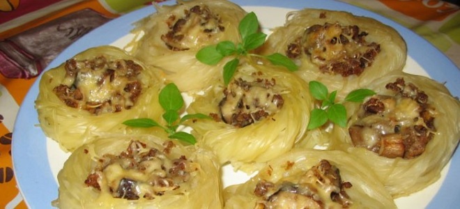 макароны гнезда с фаршем в духовке рецепт
