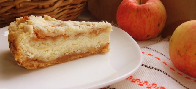 Пирог на кефире с творогом и яблоками