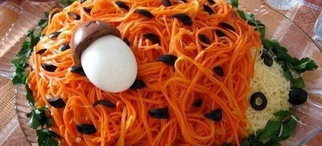 рецепт салата ежик с корейской морковкой