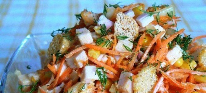 Рецепт салата из сухариков курицы корейской моркови