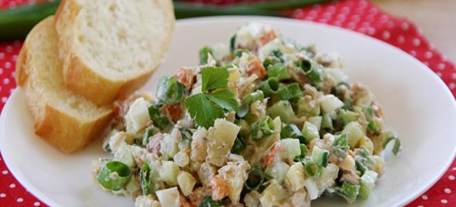 рыбный салат рецепт из консервов с картошкой