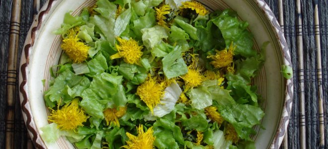 салат из цветов одуванчиков рецепт