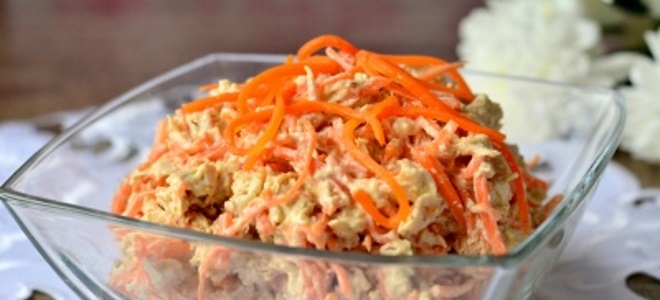 Салат с куриной грудкой и корейской морковью