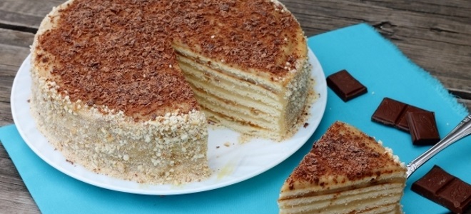 Торт на сковороде со сгущенкой - рецепт
