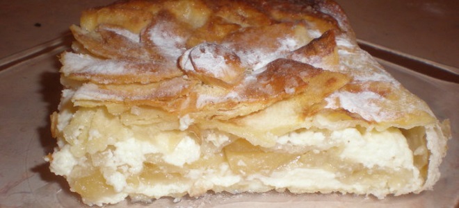 творожно-яблочный десерт из лаваша