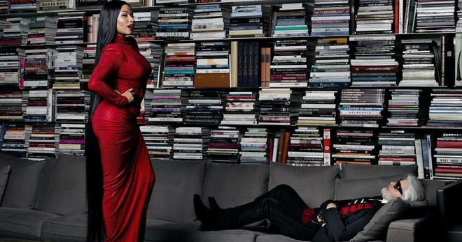Ники Минаж и Карл Лагерфельд в фотосессии для июльского Elle — неожиданный тандем 