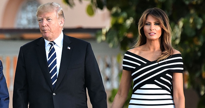 Новый выход Дональда и Мелании Трамп: нежности на публике и шикарное платье первой леди США