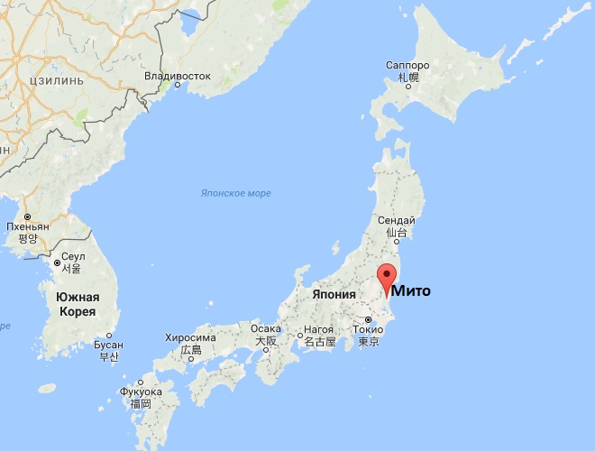 Мито на карте Японии