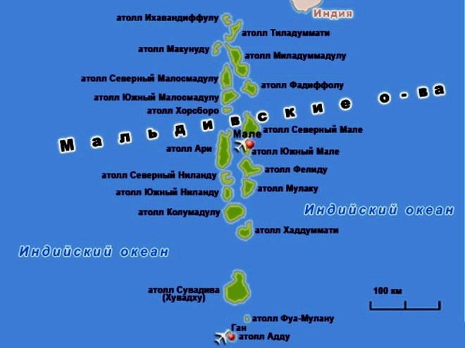 Мале на карте Мальдив