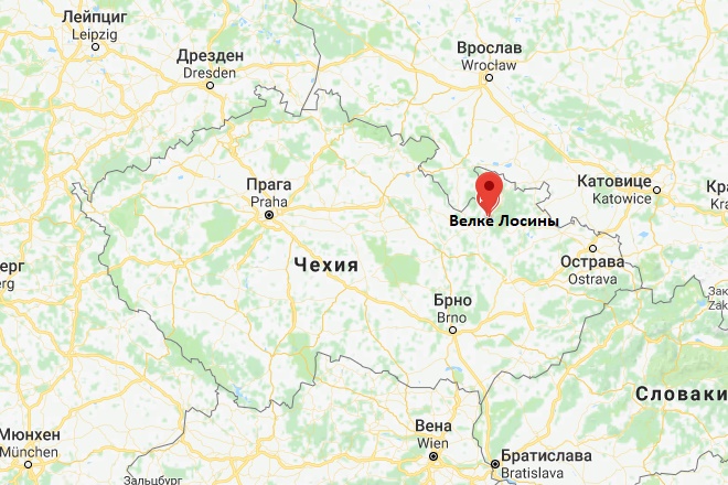 Велке Лосины на карте Чехии