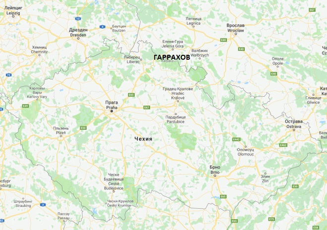 Гаррахов на карте Чехии