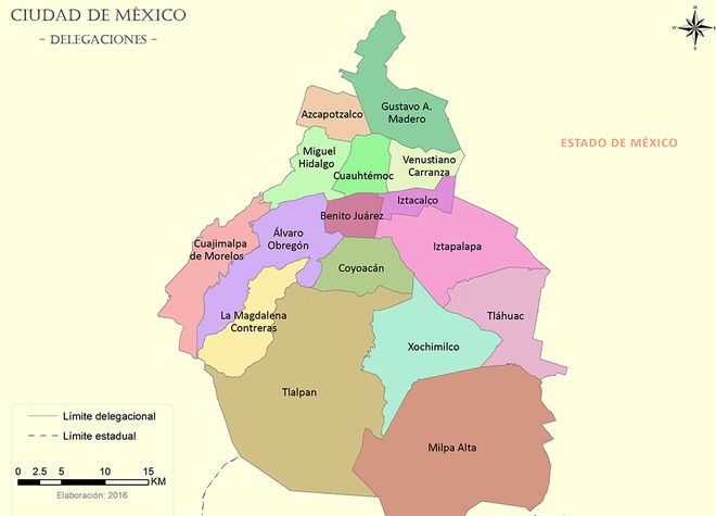 Карта районов Мехико