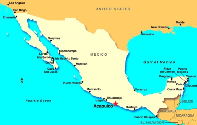 Акапулько на карте мира