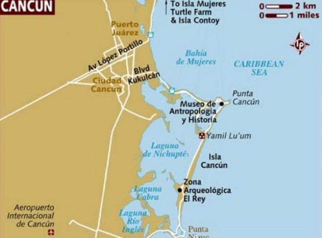 Аэропорт Канкуна на карте