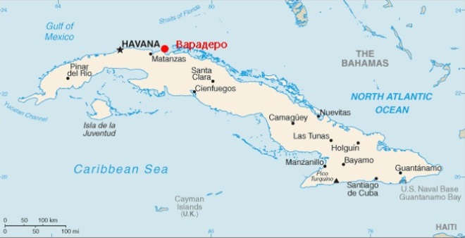 Карта Кубы с аэропортами