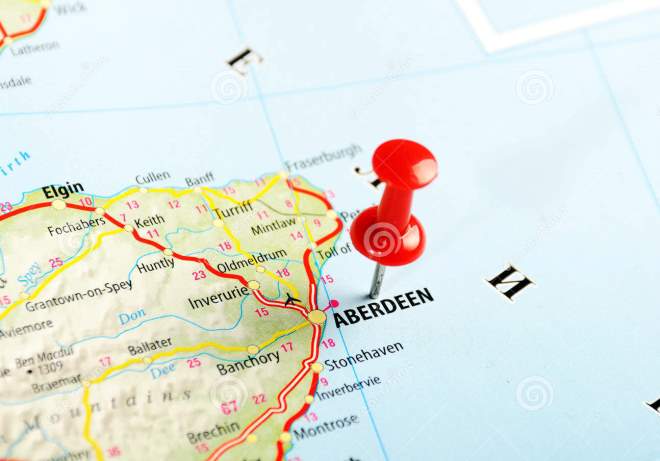 Абердин на карте Шотландии