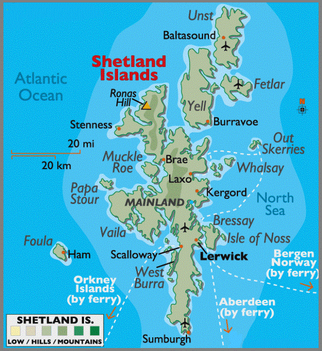 Карта Шетландских островов