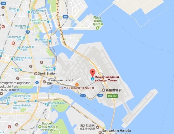 Аэропорт Ханеда на карте
