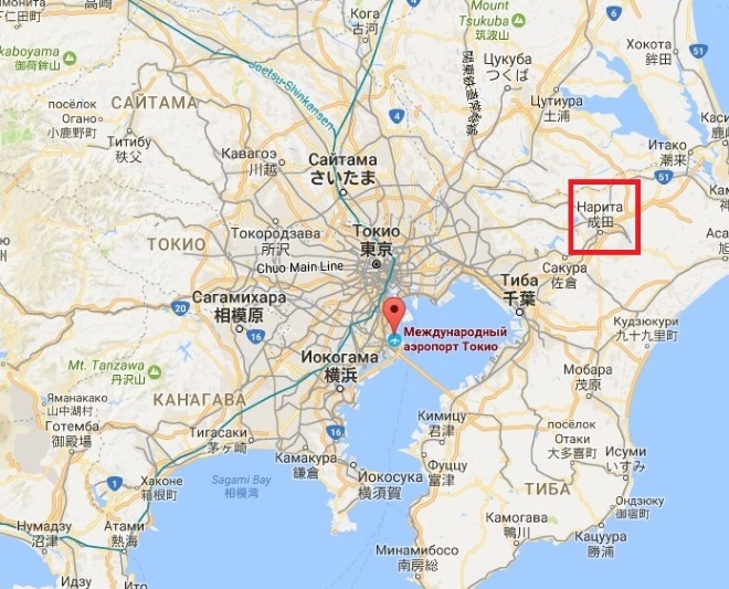 Аэропорты Токио на карте