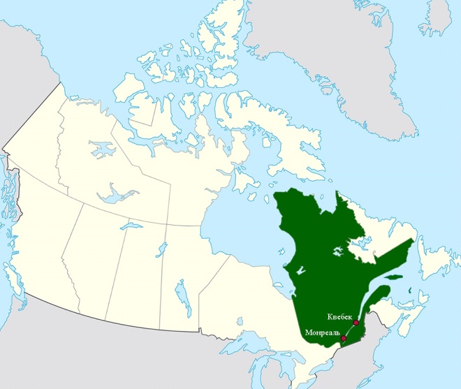 Квебек на карте