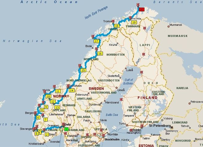 Карта кемпингов Норвегии