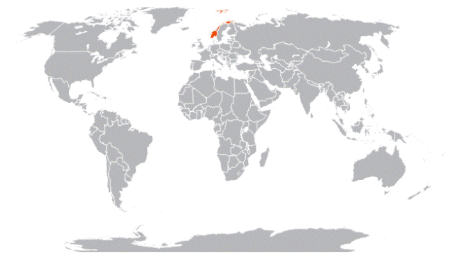 Норвегия на карте мира