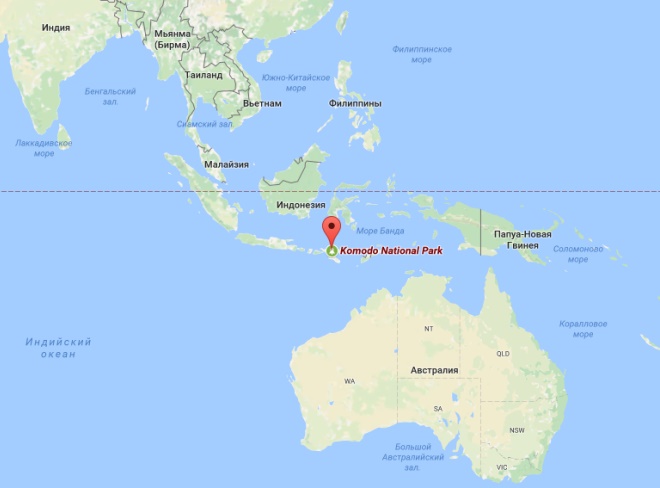 Остров Комодо на карте мира