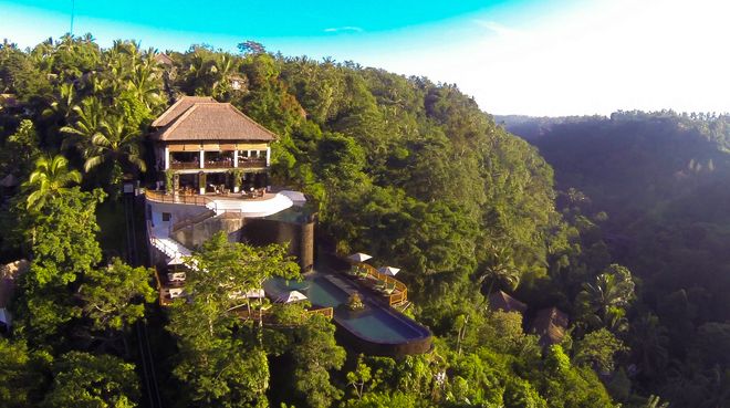 Вид на отель Hanging Gardens в Убуде, Индонезия