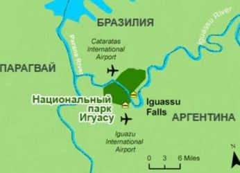 Водопад Игуасу на карте