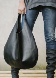 женская кожаная сумка мешок