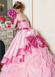 Розовое свадебное платье  
