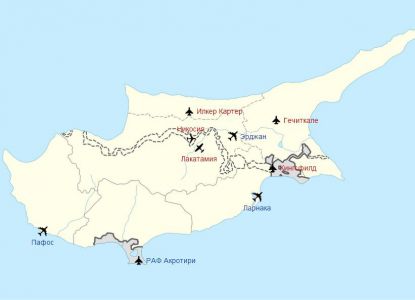 Карта аэропортов Кипра