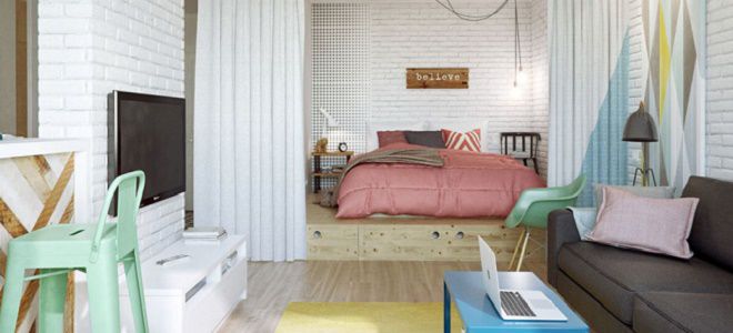 дизайн спальни гостиной