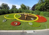 Цветочные часы в Английском парке Женевы