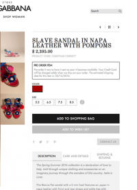Сандали продавались в интернет-магазине под названием  «Рабские сандалии»